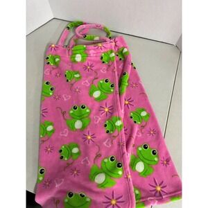 Hotel Spa Collection Pink Frog Fleece Spa Wrap Bath Robe Small Shoulder Straps